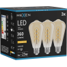 Mexen Vintis 3x žiarovka filament špirála LED E27, ST64, 4W, Teplá - 2200K, 360 lm, jantárová - L162-E27-0422-50x03