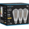 Mexen Vintis 3x žiarovka filament špirála LED E27, ST64, 6W, Teplá - 2200K, 350 lm, dymová - L162-E27-0622-70x03