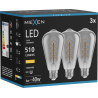 Mexen Vintis 3x Žiarovka filament špirála LED E27, ST64, 6W, Teplá - 2700K, 510 lm, smoke - L162-E27-0627-70x03
