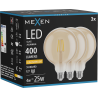 Mexen Vintis 3x Žiarovka filament LED E27, G125, 4W, Teplá - 2200K, 400 lm, jantárová - L158-E27-0422-50x03