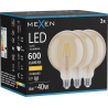 Mexen Vintis 3x LED žiarovka filament E27, G125, 6W, Teplá - 2700K, 600 lm, jantárová - L158-E27-0627-50x03