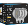 Mexen Vintis 3x žiarovka filament LED E27, G125, 6W, Teplá - 2700K, 510 lm, dymová - L158-E27-0627-70x03