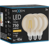 Mexen Vintis 3x žiarovka filament LED E27, G125, 8W, Teplá - 2200K, 750 lm, amber - L158-E27-0822-50x03