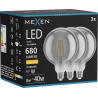 Mexen Vintis 3x Žiarovka filament LED E27, G125, 8W, Teplá - 2700K, 680 lm, smoke - L158-E27-0827-70x03