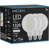 Mexen Vintis 3x žiarovka filament LED E27, G125, 10W, Neutrálna - 4000K, 1320 lm, číra - L158-E27-1040-00x03