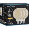 Mexen Vintis 3x Žiarovka filament špirála LED E27, G125, 6W, Teplá - 2200K, 530 lm, jantárová - L168-E27-0622-50x03