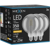 Mexen Vintis 3x Žiarovka filament špirála LED E27, G125, 6W, Teplá - 2200K, 350 lm, smoke - L168-E27-0622-70x03