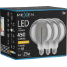Mexen Vintis 3x LED žiarovka s filamentovou špirálou E27, G125, 8W, Teplá - 2200K, 450 lm, dymová - L168-E27-0822-70x03