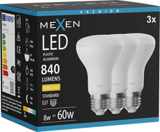 Mexen Nova 3x LED žiarovka E27, R63, 8W, Teplá - 3000K, 840 lm - L104-E27-0830-01x03
