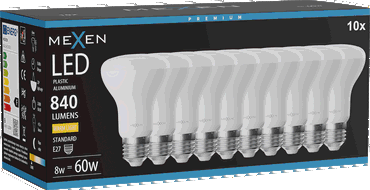 Mexen Nova 10x LED žiarovka E27, R63, 8W, Teplá - 3000K, 840 lm - L104-E27-0830-01x10