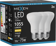 Mexen Nova 3x LED žiarovka E27, R63, 10W, Teplá - 3000K, 1055 lm - L104-E27-1030-01x03