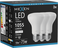 Mexen Nova 3x LED žiarovka E27, R63, 10W, Neutrálna - 4000K, 1055 lm - L104-E27-1040-01x03