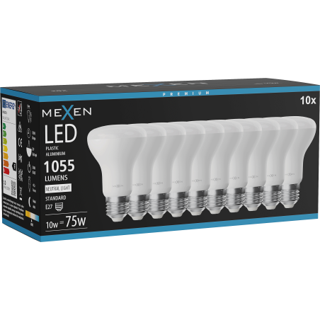 Mexen Nova 10x LED žiarovka E27, R63, 10W, Neutrálna - 4000K, 1055 lm - L104-E27-1040-01x10