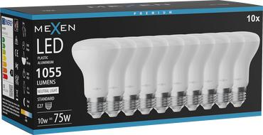 Mexen Nova 10x LED žiarovka E27, R63, 10W, Neutrálna - 4000K, 1055 lm - L104-E27-1040-01x10