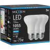 Mexen Nova 3x LED žiarovka E27, R63, 10W, Studená - 6500K, 1055 lm - L104-E27-1065-01x03