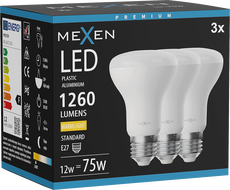 Mexen Nova 3x Žiarovka LED E27, R63, 12W, Teplá - 3000K, 1260 lm - L104-E27-1230-01x03