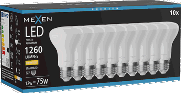 Mexen Nova 10x LED žiarovka E27, R63, 12W, Teplá - 3000K, 1260 lm - L104-E27-1230-01x10