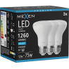 Mexen Nova 3x LED Žiarovka E27, R63, 12W, Studená - 6500K, 1260 lm - L104-E27-1265-01x03