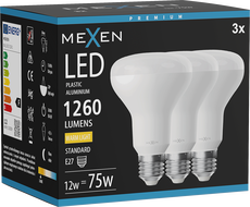 Mexen Nova 3x LED žiarovka E27, R80, 12W, Teplá - 3000K, 1260 lm - L105-E27-1230-01x03
