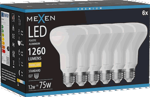 Mexen Nova 6x LED žiarovka E27, R80, 12W, Teplá - 3000K, 1260 lm - L105-E27-1230-01x06