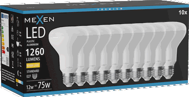 Mexen Nova 10x LED žiarovka E27, R80, 12W, Teplá - 3000K, 1260 lm - L105-E27-1230-01x10