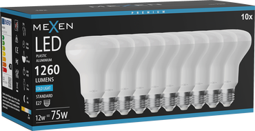 Mexen Nova 10x LED žiarovka E27, R80, 12W, Studená - 6500K, 1260 lm - L105-E27-1265-01x10
