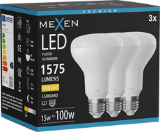 Mexen Nova 3x LED žiarovka E27, R80, 15W, Teplá - 3000K, 1575 lm - L105-E27-1530-01x03