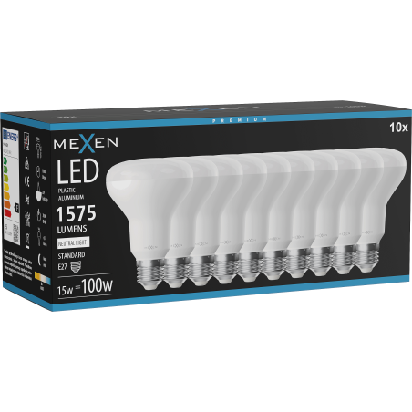 Mexen Nova 10x LED žiarovka E27, R80, 15W, Neutrálna - 4000K, 1575 lm - L105-E27-1540-01x10