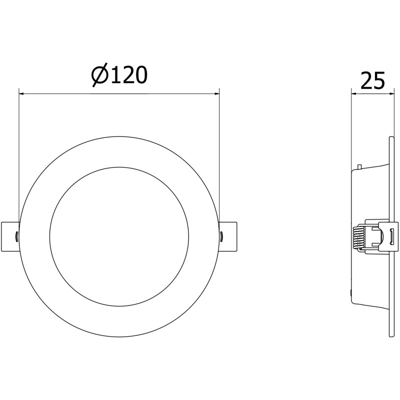 Mexen LDRR stropný panel LED downlight zapustený, priemer 12 cm, 6W, Studená - 6500K, 600 lm, biela - L210-012-0665-20