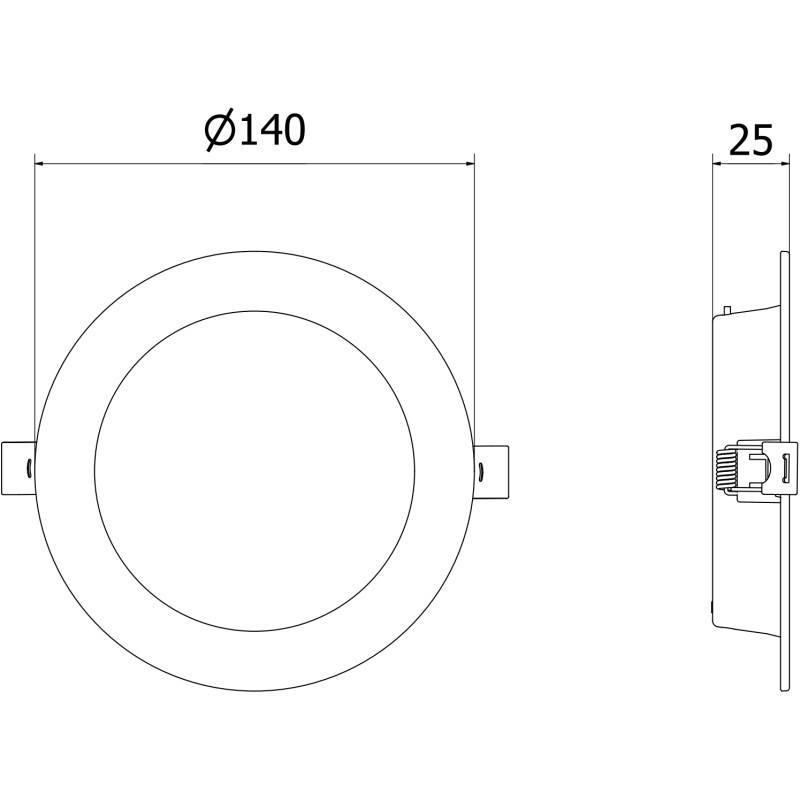 Mexen LDRR stropný panel downlight LED na zapustenie, priemer 14 cm, 9W, Neutrálny - 4000K, 720 lm, čierny - L210-014-0940-70