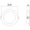 Mexen LDRR stropný LED downlight zapustený panel, priemer 14 cm, 9W, Studená - 6500K, 720 lm, čierny - L210-014-0965-70