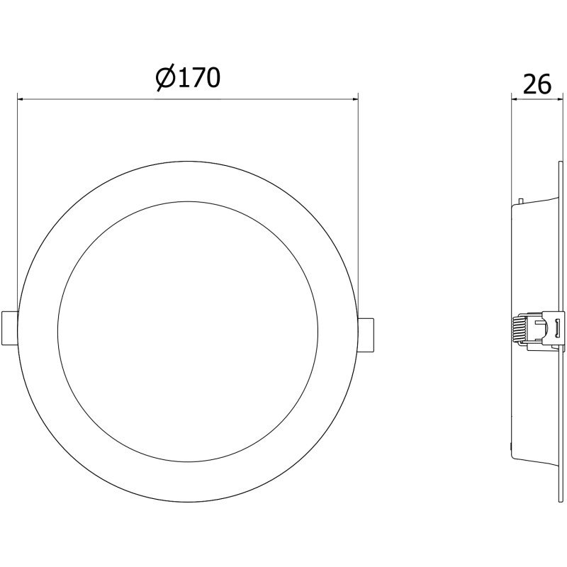 Mexen LDRR stropný panel downlight LED zapustený fi 17 cm, 12W, Neutrálny - 4000K, 1320 lm, biely - L210-017-1240-20