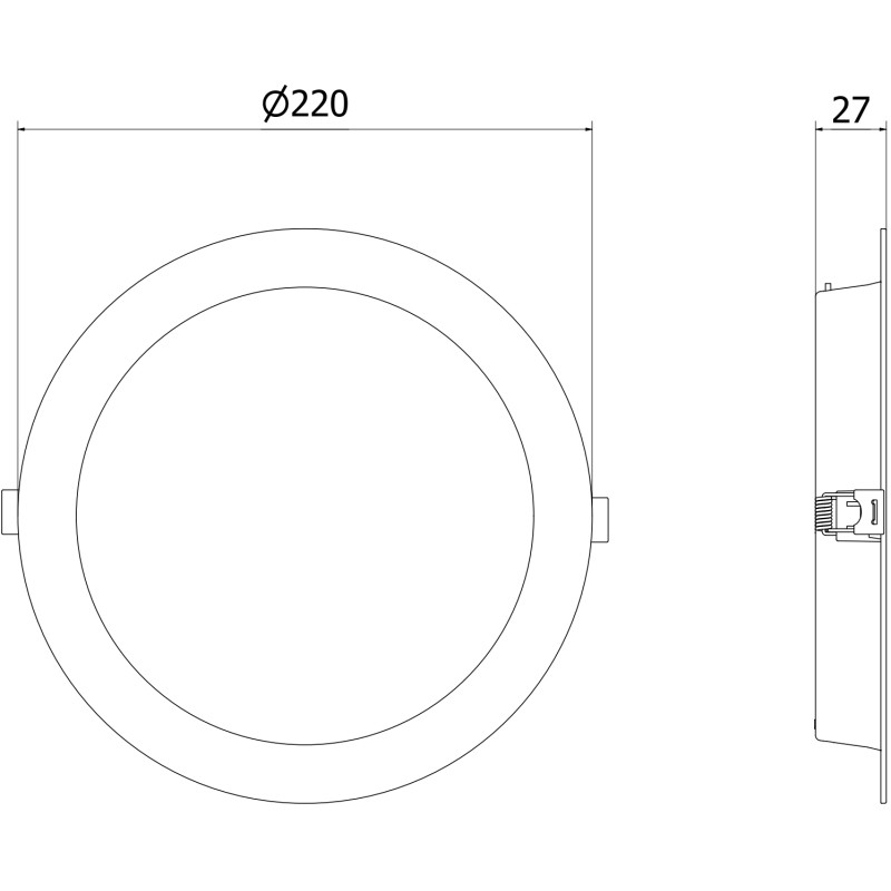 Mexen LDRR stropný panel downlight LED vstavaný fi 22 cm, 18W, Studená - 6500K, 1440 lm, čierny - L210-022-1865-70