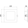 Mexen LDRR stropný panel zapustený LED downlight 12 x 12 cm, 6W, Studená - 6500K, 600 lm, biely - L211-012-0665-20