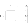 Mexen LDRR stropný panel downlight LED vstavaný 14 x 14 cm, 9W, Neutrálna - 4000K, 720 lm, čierny - L211-014-0940-70