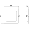 Mexen LDRR stropný panel downlight LED zabudovaný 14 x 14 cm, 9W, Studená - 6500K, 720 lm, čierny - L211-014-0965-70