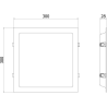 Mexen LDRR stropný panel LED downlight zapustený 30 x 30 cm, 24W, Studená - 6500K, 1920 lm, čierny - L211-030-2465-70
