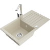 Mexen Pablo žulový drez s 1 komorou s odkvapkávačom a kuchynskou batériou Rita, béžový - 6510-69-670300-00