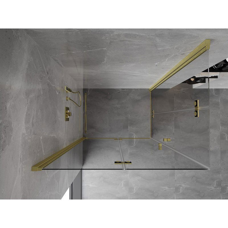 Mexen Mist-F Duo skladacia sprchová kabína ľavá 120 x 100 cm, transparentná, zlatá kartáčovaná - 8A6-120L-100P-55-00