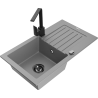 Mexen Pablo granitový drez 1-komorový s odkvapkávačom a kuchynskou batériou Rita, šedý - 6510-71-670300-70-B