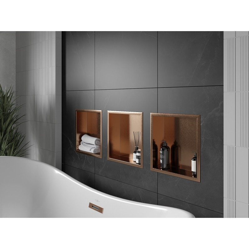Mexen X-Wall-R polica so zárubňou 30 x 30 cm, brúsená meď - 19C0303010