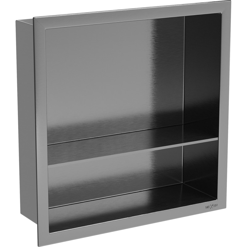Mexen X-Wall-R nástenná polica s lemom a poličkou 30 x 30 cm, brúsená gun gray - 19E0303010S