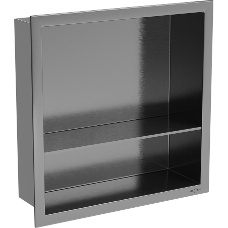 Mexen X-Wall-R nástenná polica s lemom a poličkou 30 x 30 cm, brúsená gun gray - 19E0303010S