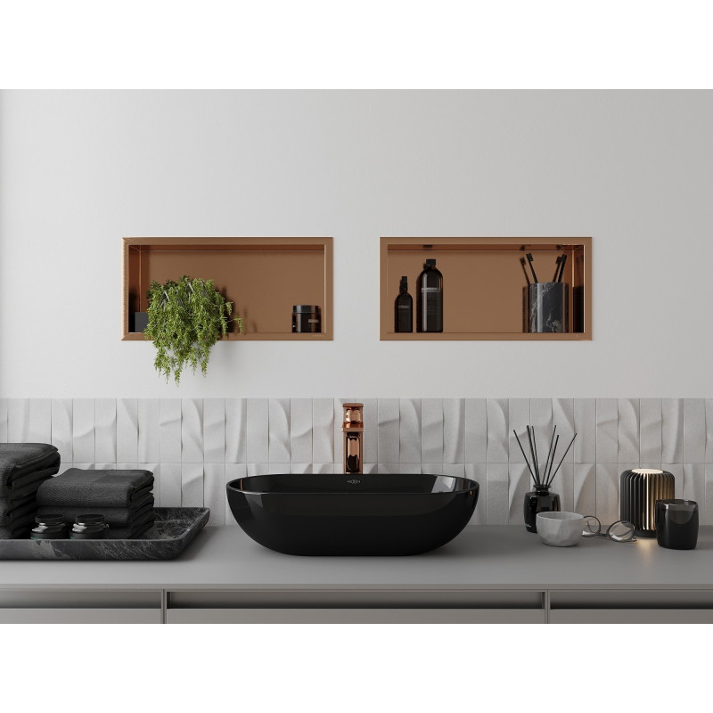 Mexen X-Wall-R nástenná polička s prírubou 45 x 20 cm, brúsená meď - 19C0452010