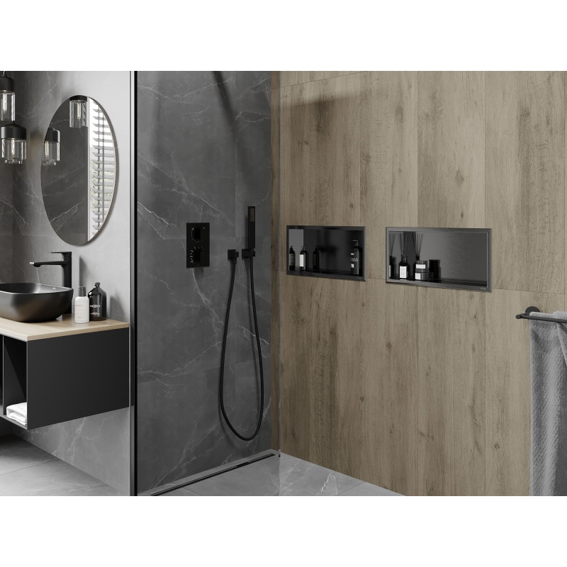 Mexen X-Wall-R nástenná polička s golierom 45 x 20 cm, brúsená gun grey - 19E0452010