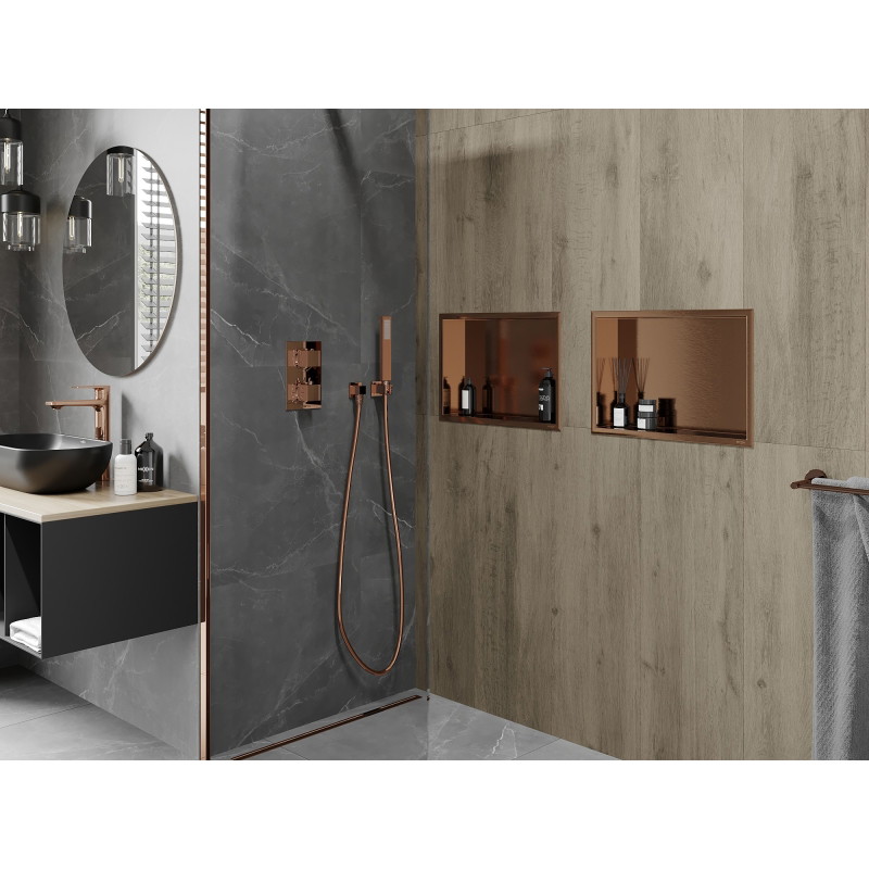 Mexen X-Wall-R nástenná polica s lemom 45 x 30 cm, brúsená meď - 19C0453010