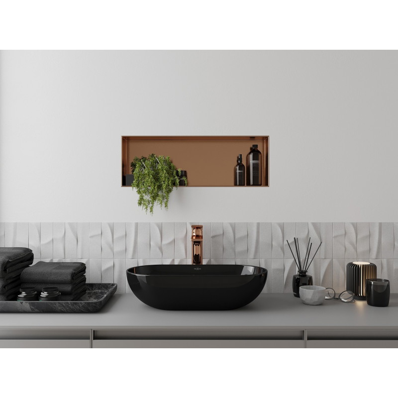 Mexen X-Wall-NR nástenná polica bez príruby 60 x 20 cm, brúsená meď - 19C1602010