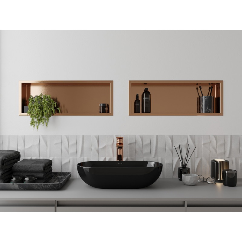 Mexen X-Wall-R nástenná polica s okrajom 60 x 20 cm, brúsená meď - 19C0602010