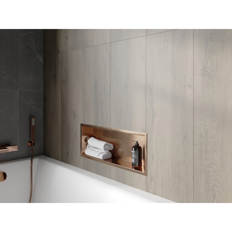 Mexen X-Wall-R nástenná polica s okrajom 60 x 20 cm, brúsená meď - 19C0602010