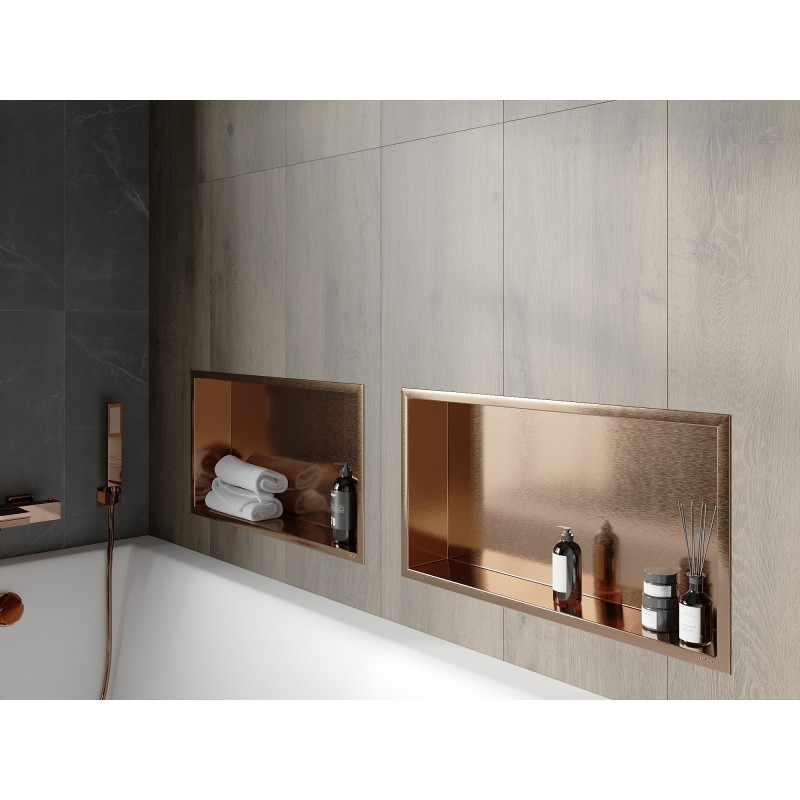Mexen X-Wall-R nástenná polica s lemom 60 x 30 cm, brúsená meď - 19C0603010